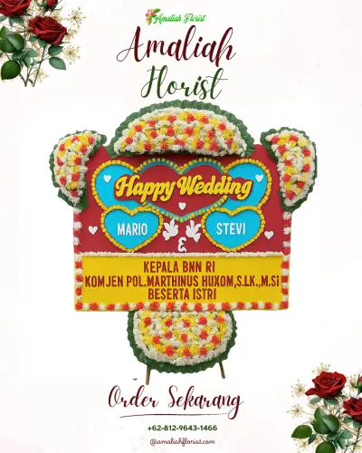 Karangan Papan Bunga Pernikahan di Pemuteran